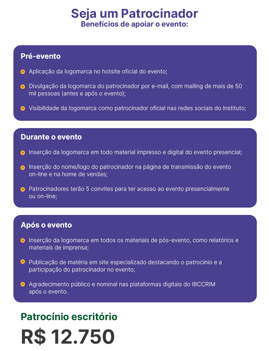 Benefícios ao apoiar evento